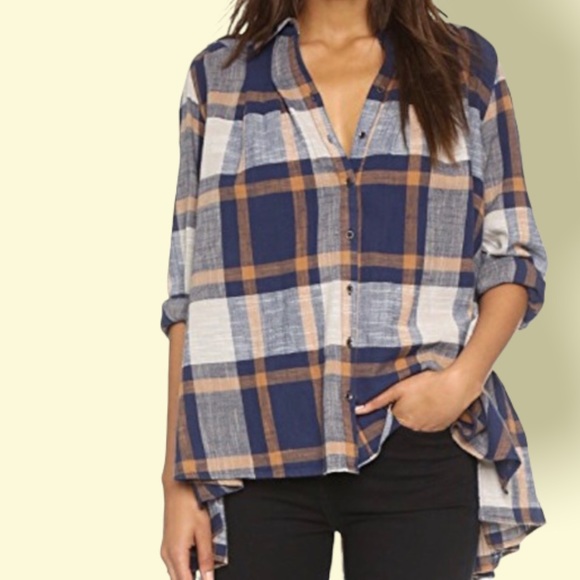 Free People Preppy in Plaid Ruffled Button Down - Picture 2 of 10